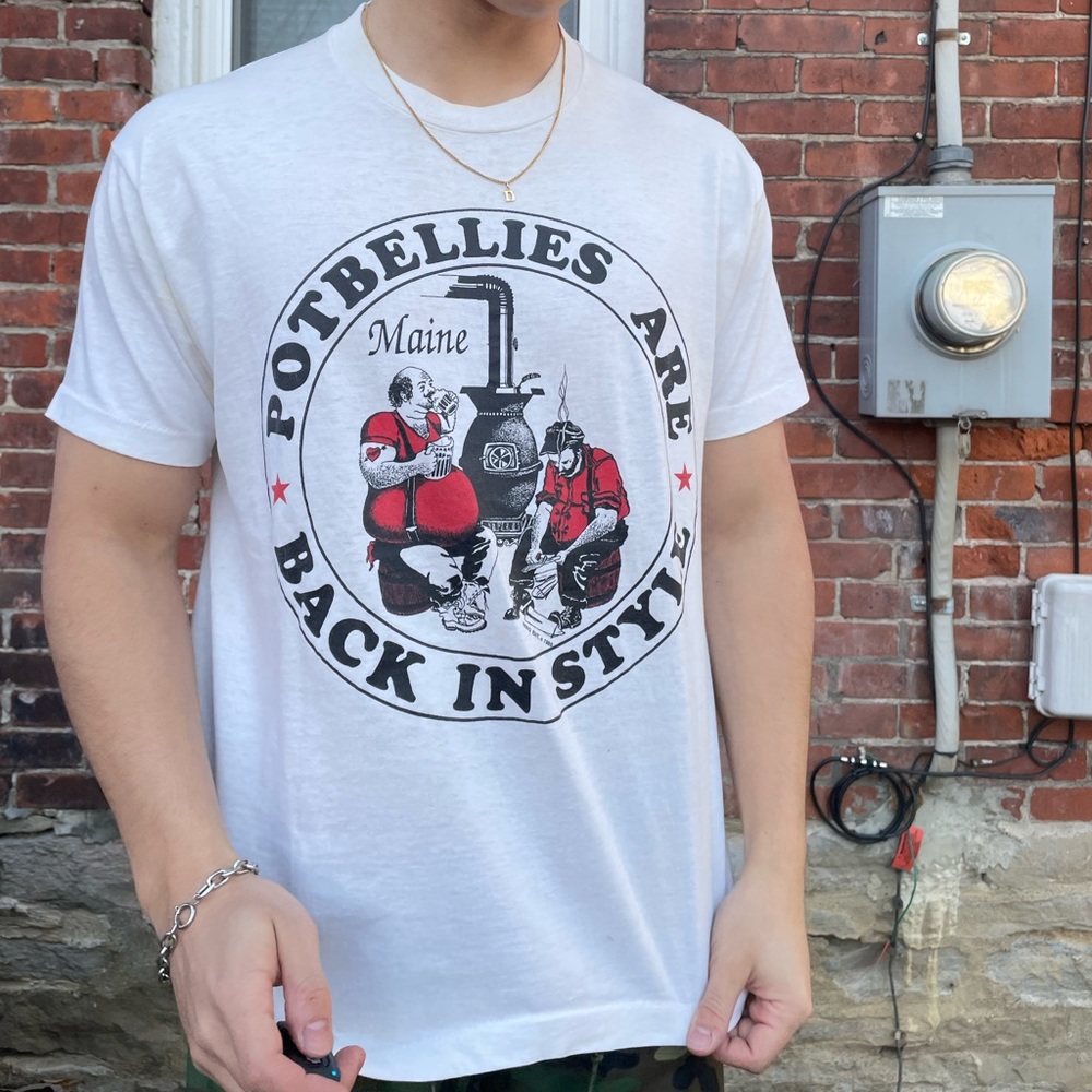 Vintage 1989 "Potbellies Are Back In Style" Single Stitch Tee Funny Humor